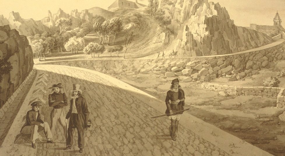 La strada reale intitolata a Carlo Felice - veduta di Cominotti e Marchesi