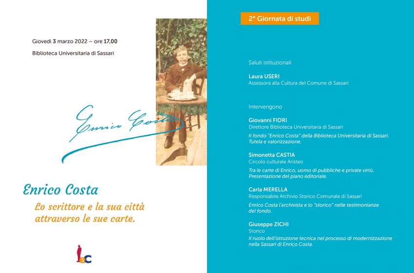 Sassari – Il 3 marzo sarà una giornata di studi dedicata a “Enrico Costa”