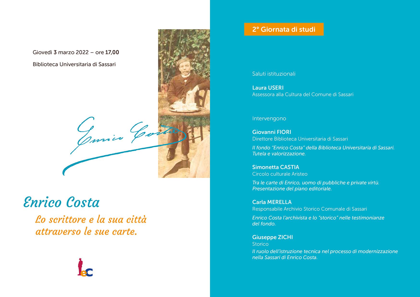Sassari - Il 3 marzo sarà una giornata di studi dedicata a "Enrico Costa"