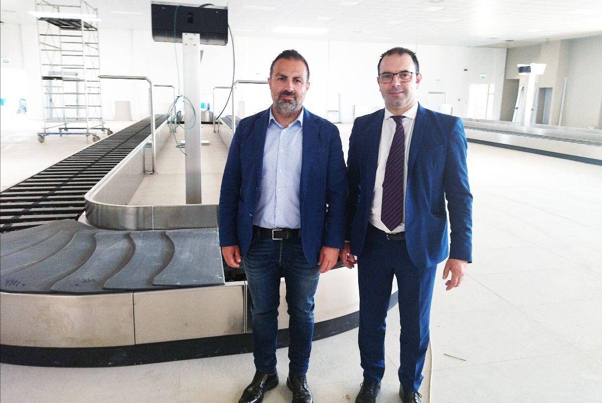 Alghero - Visita al cantiere della nuova sala arrivi dell'aeroporto