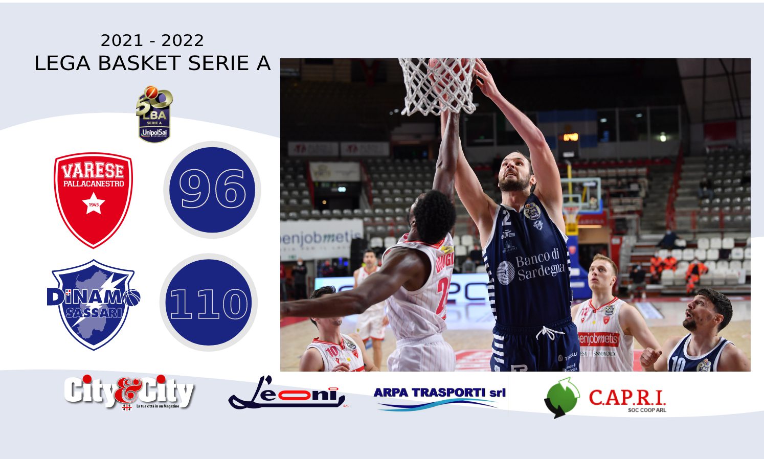 Dinamo - Trionfo a Masnago contro il Varese