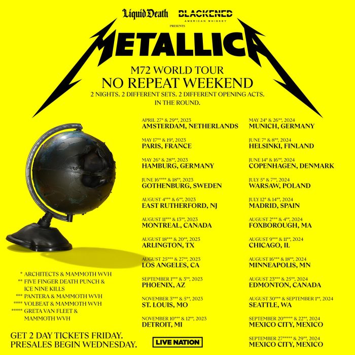 I METALLICA  M 72 World Tour