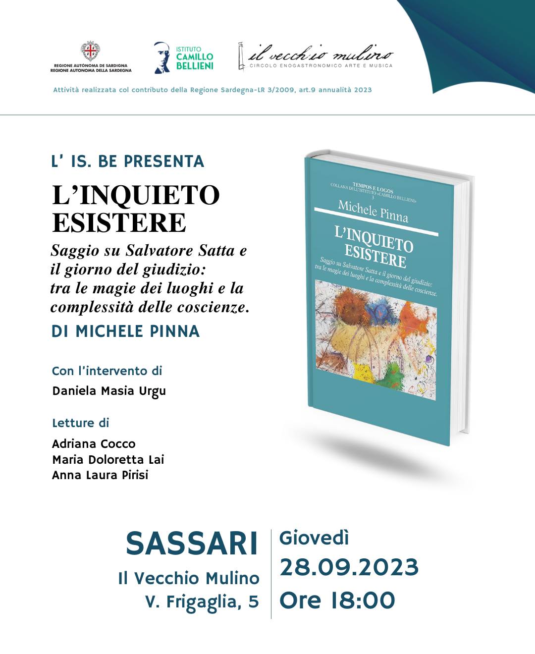 Sassari - Al Vecchio Mulino, “L’inquieto esistere. Saggio su Salvatore Satta e Il giorno del giudizio” di Michele Pinna