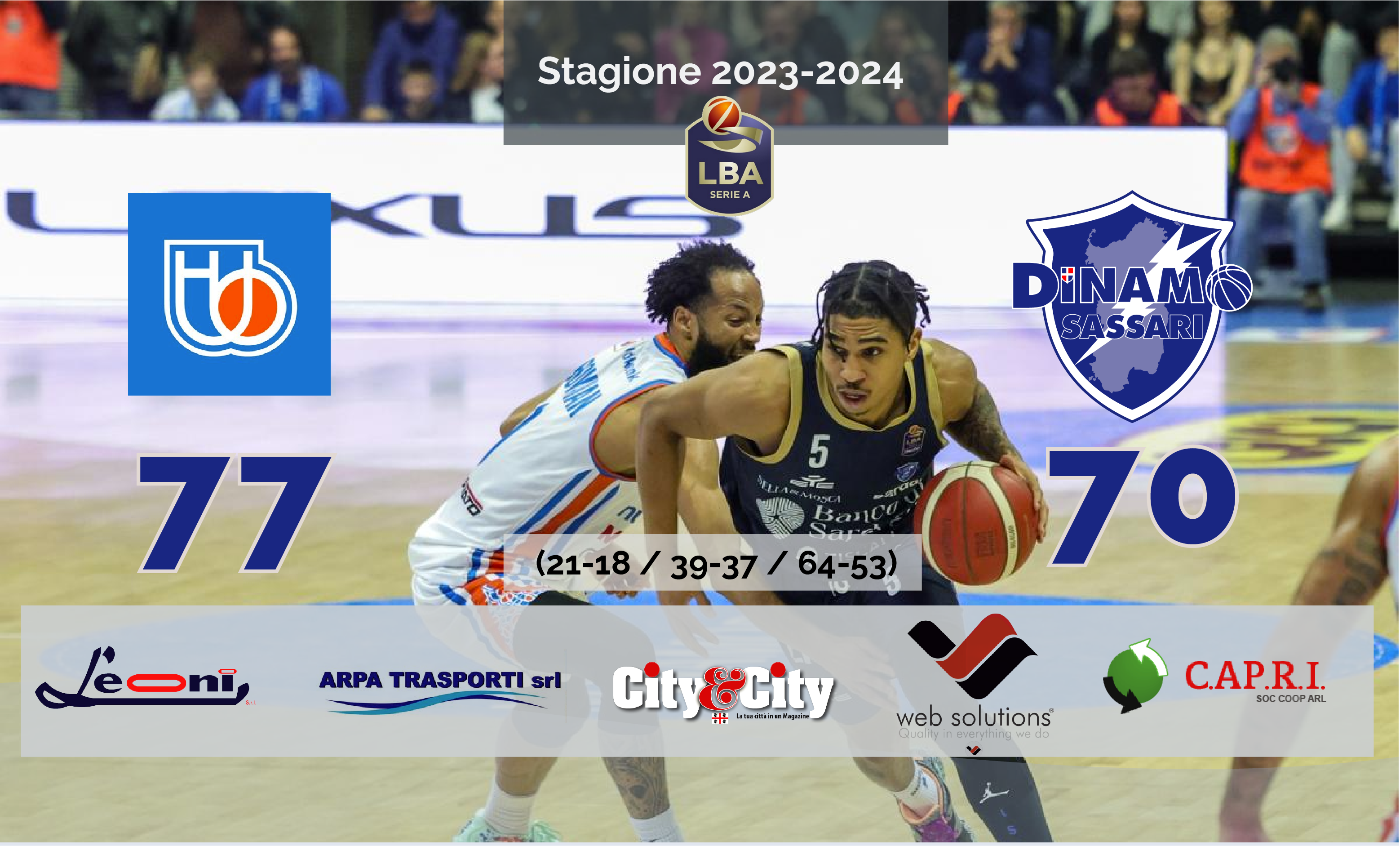 TREVISO – DINAMO SASSARI  77-70 (21-18 / 39-37 / 64-53)