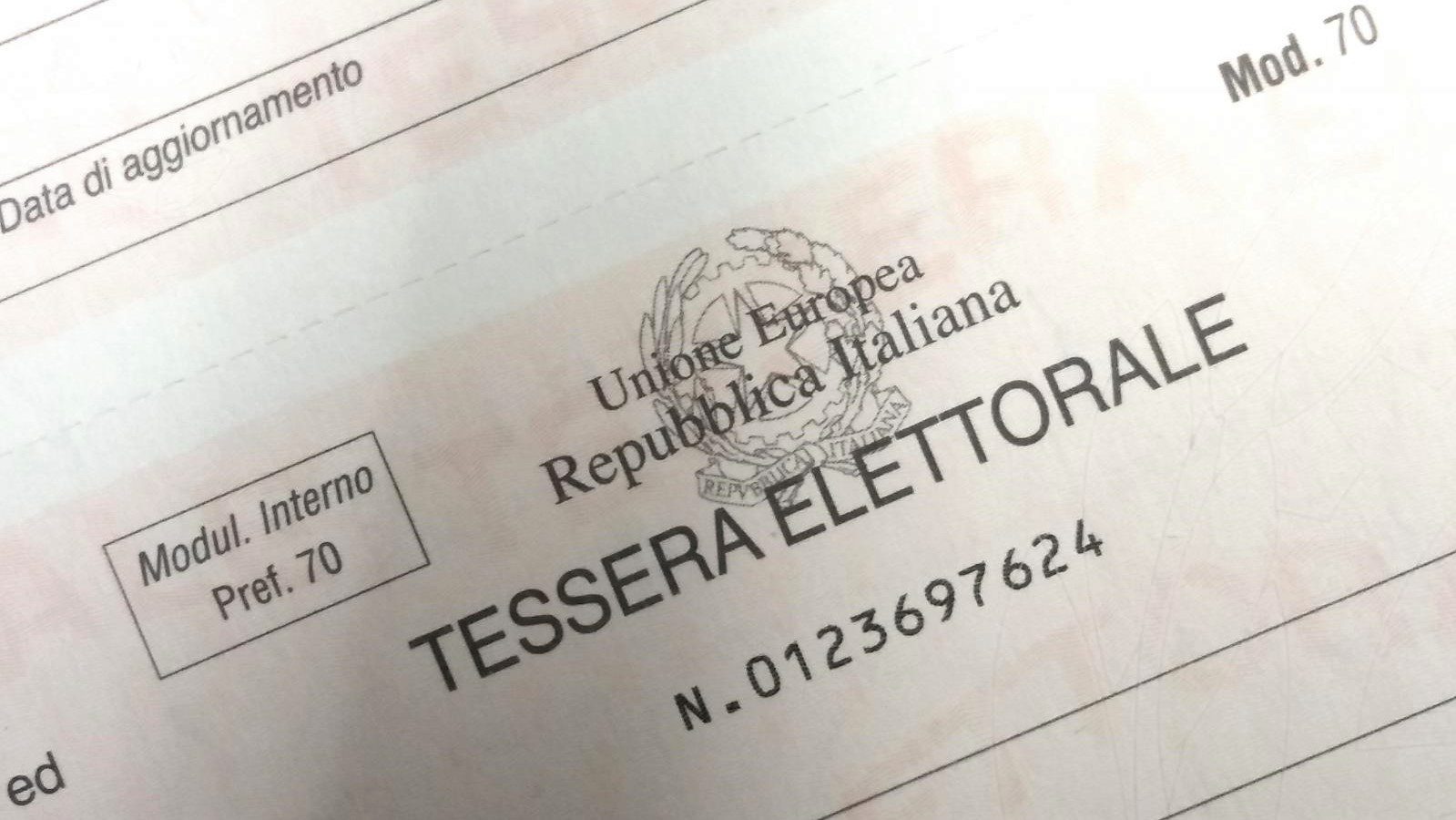 Tessera elettorale Sassari