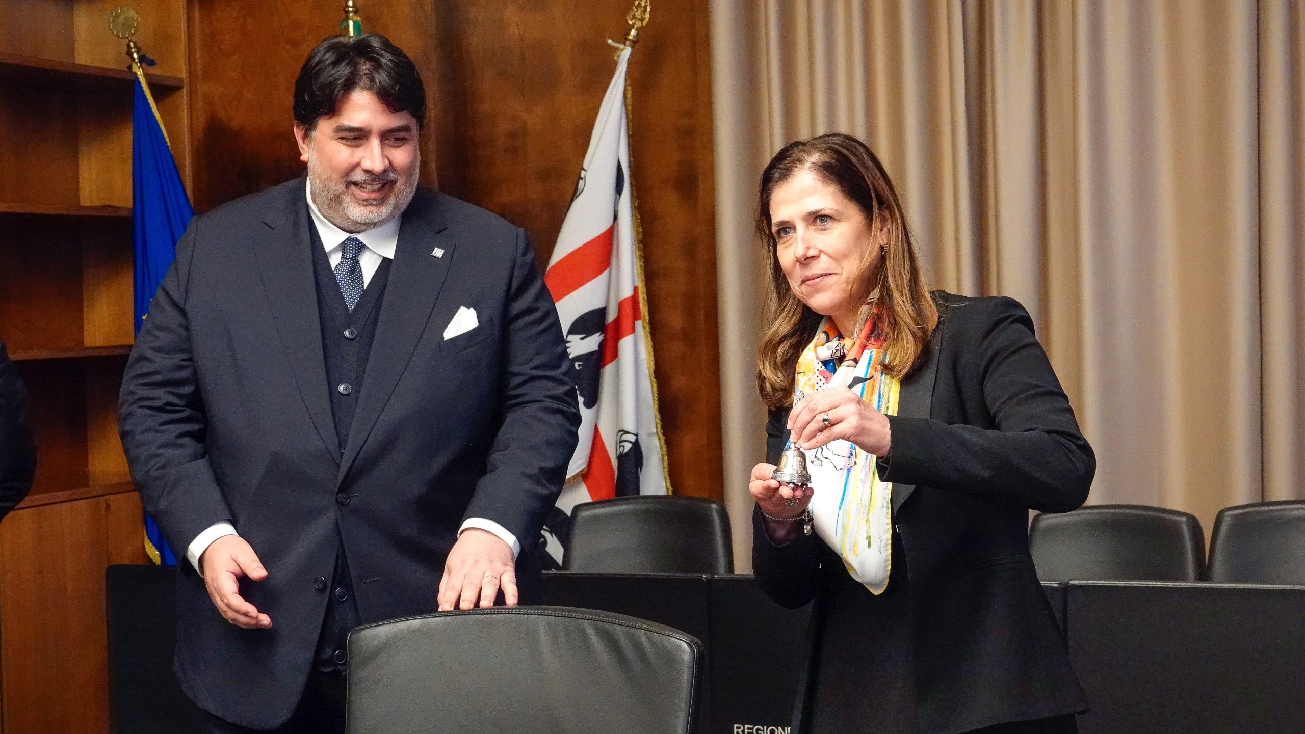 Passaggio di consegne tra Christian Solinas e Alessandra Todde a Villa Devoto