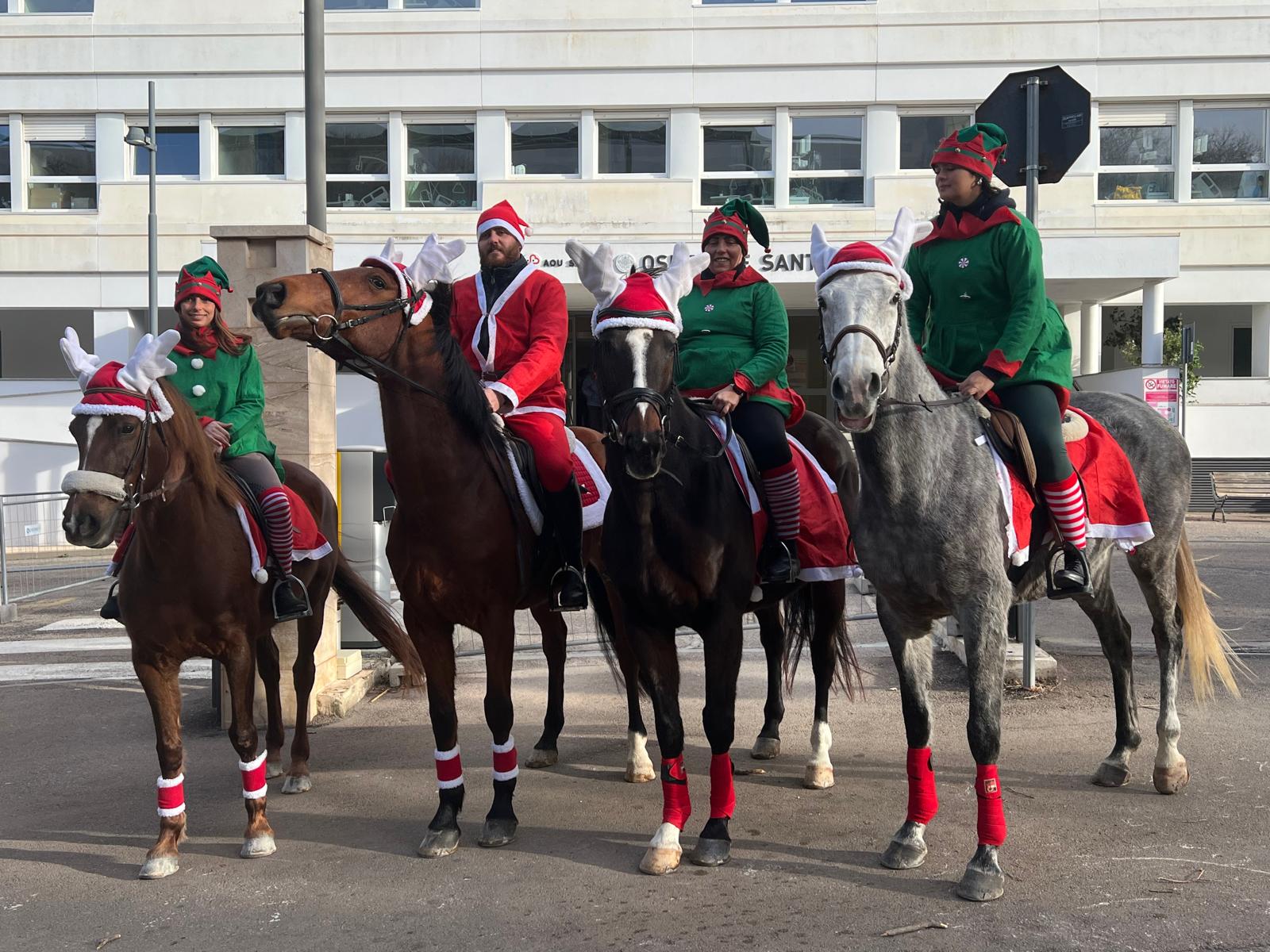 Annalisa Sanna elfi e cavalli davanti all'ospedale