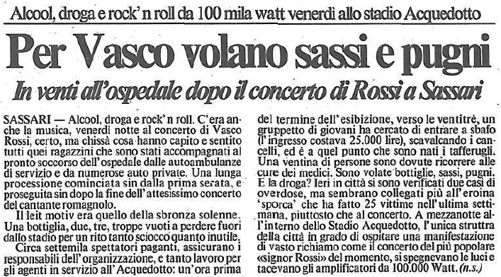 Vasco Rossi Sassari 1989