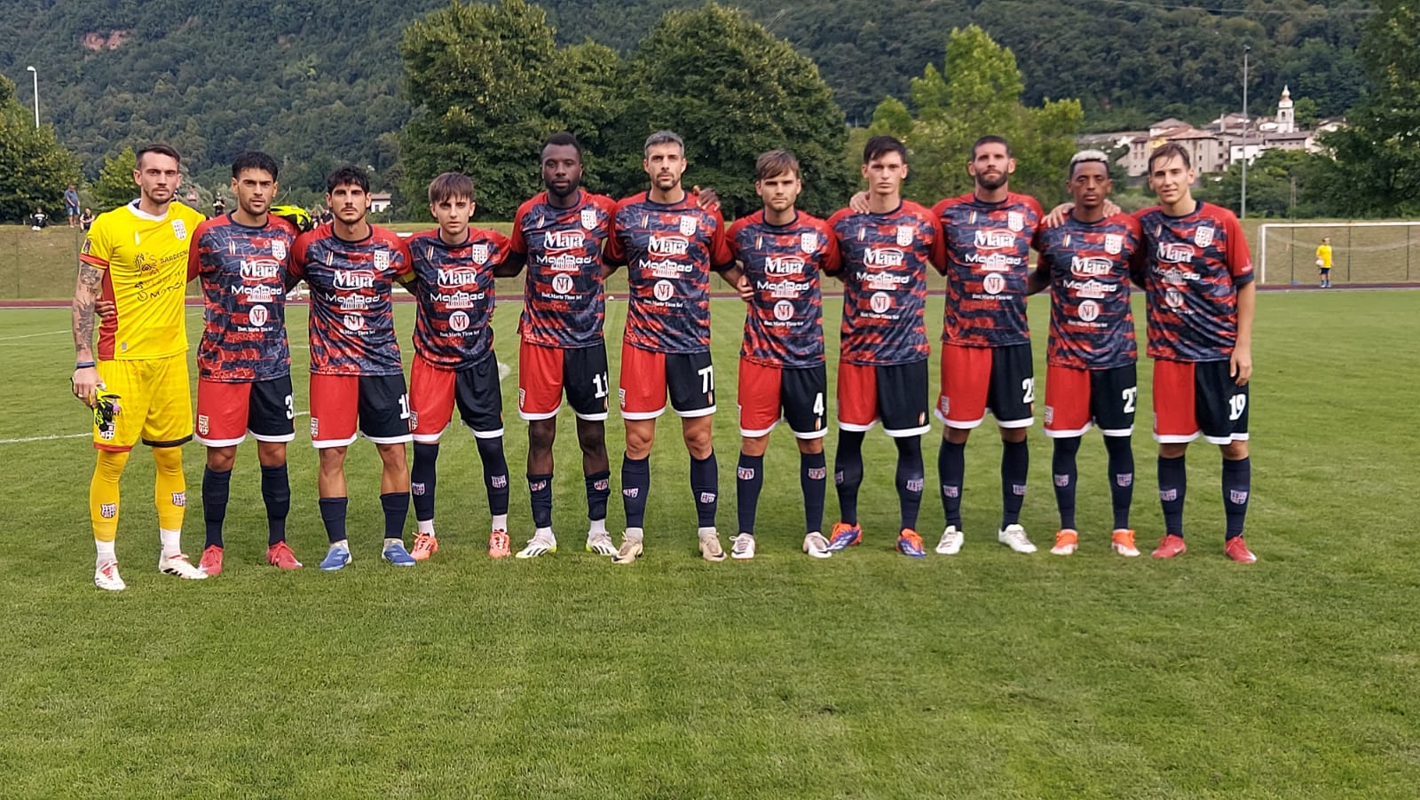 La formazione rossoblù scesa in campo nel primo tempo contro il Venezia (foto Venezia FC/S.Fornasini)