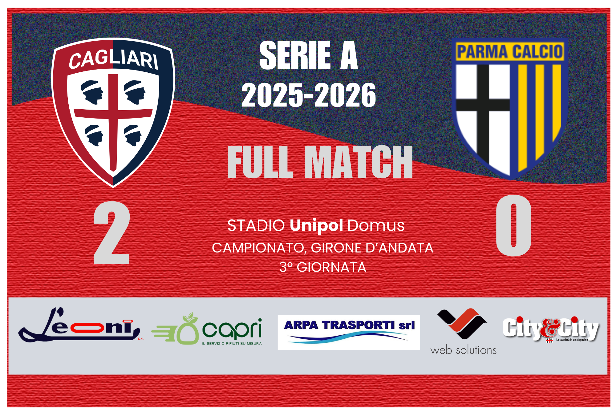 CAGLIARI PARMA 2-0 SERIE A 2025-2026