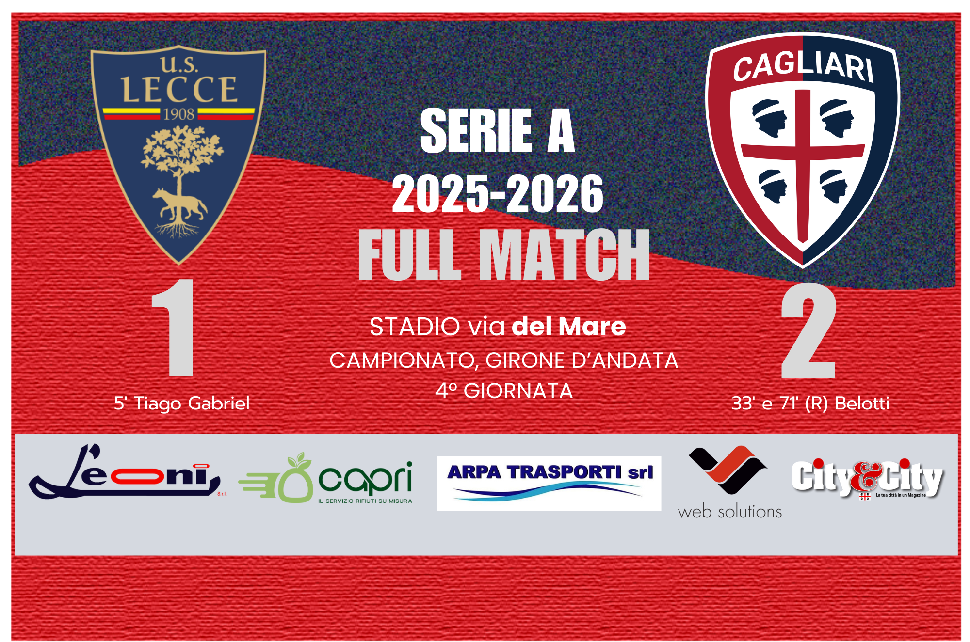 LECCE CAGLIARI SERIE A 2025-2026