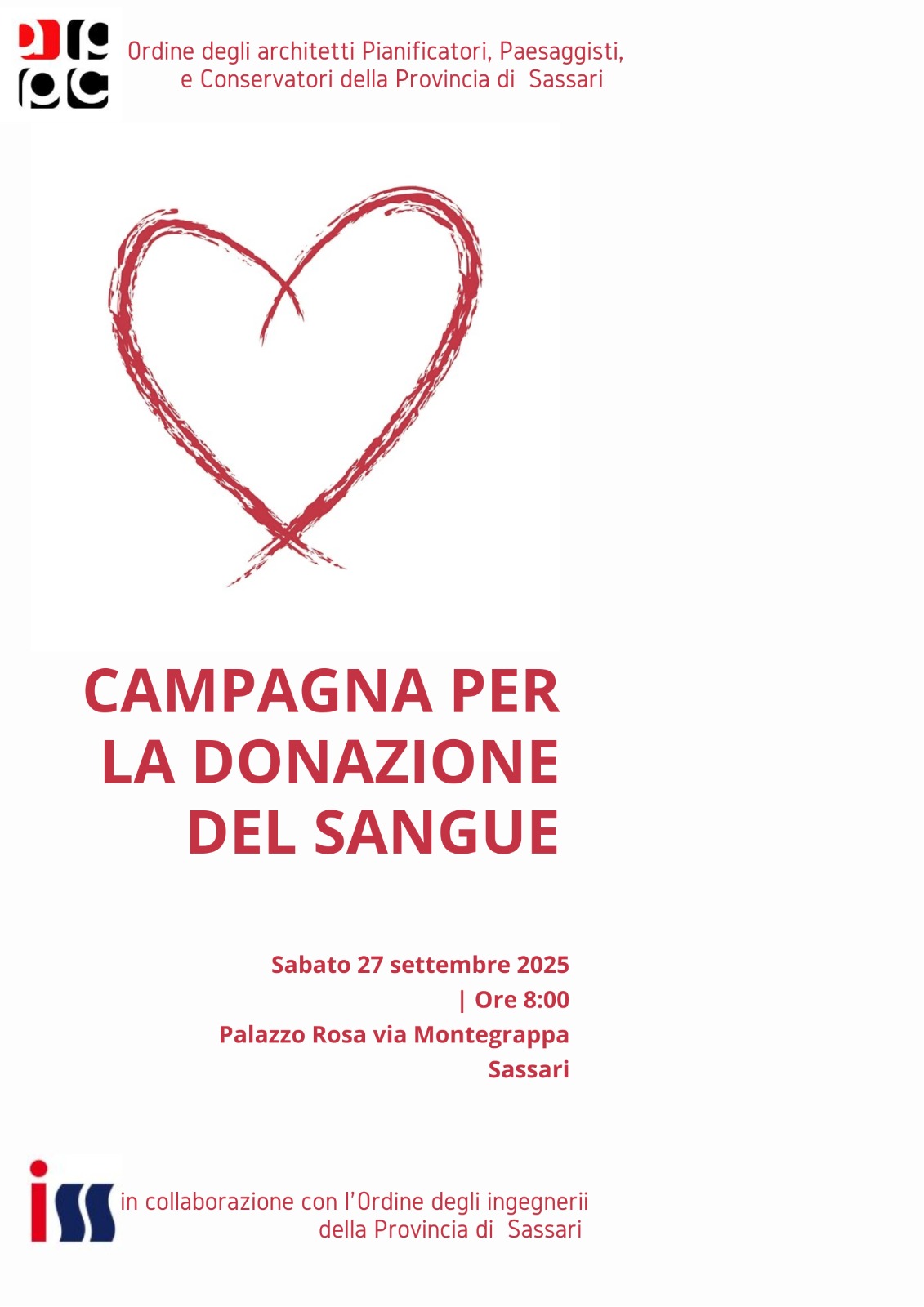 Locandina La donazione del sangue Ordine degli Architetti