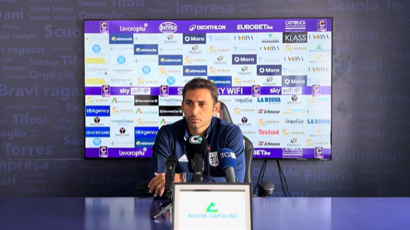 Michele Pazienza, allenatore della Torres, in conferenza stampa pre-Vis Pesaro