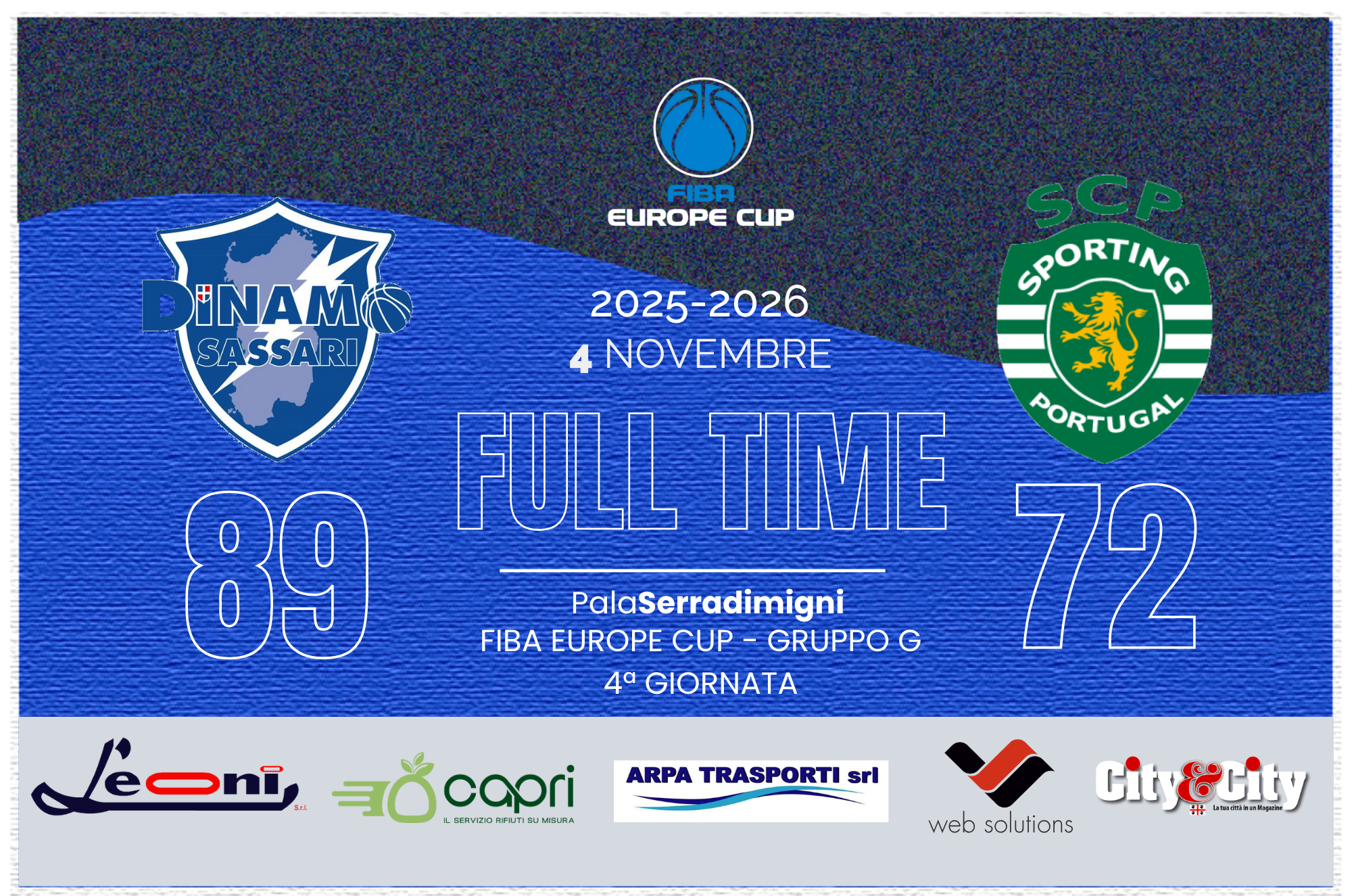 Full Time Dinamo Sassari Sporting Lisbona