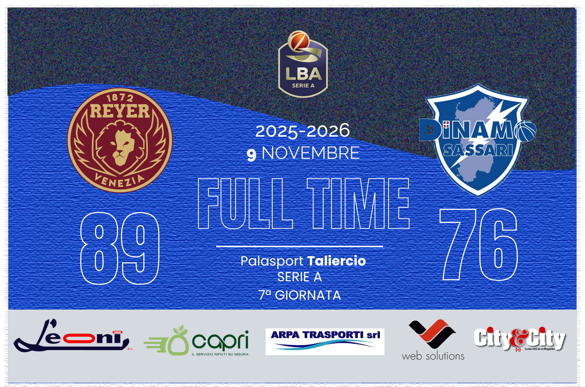 Full Time della sfida tra Reyer Venezia e Dinamo Sassari