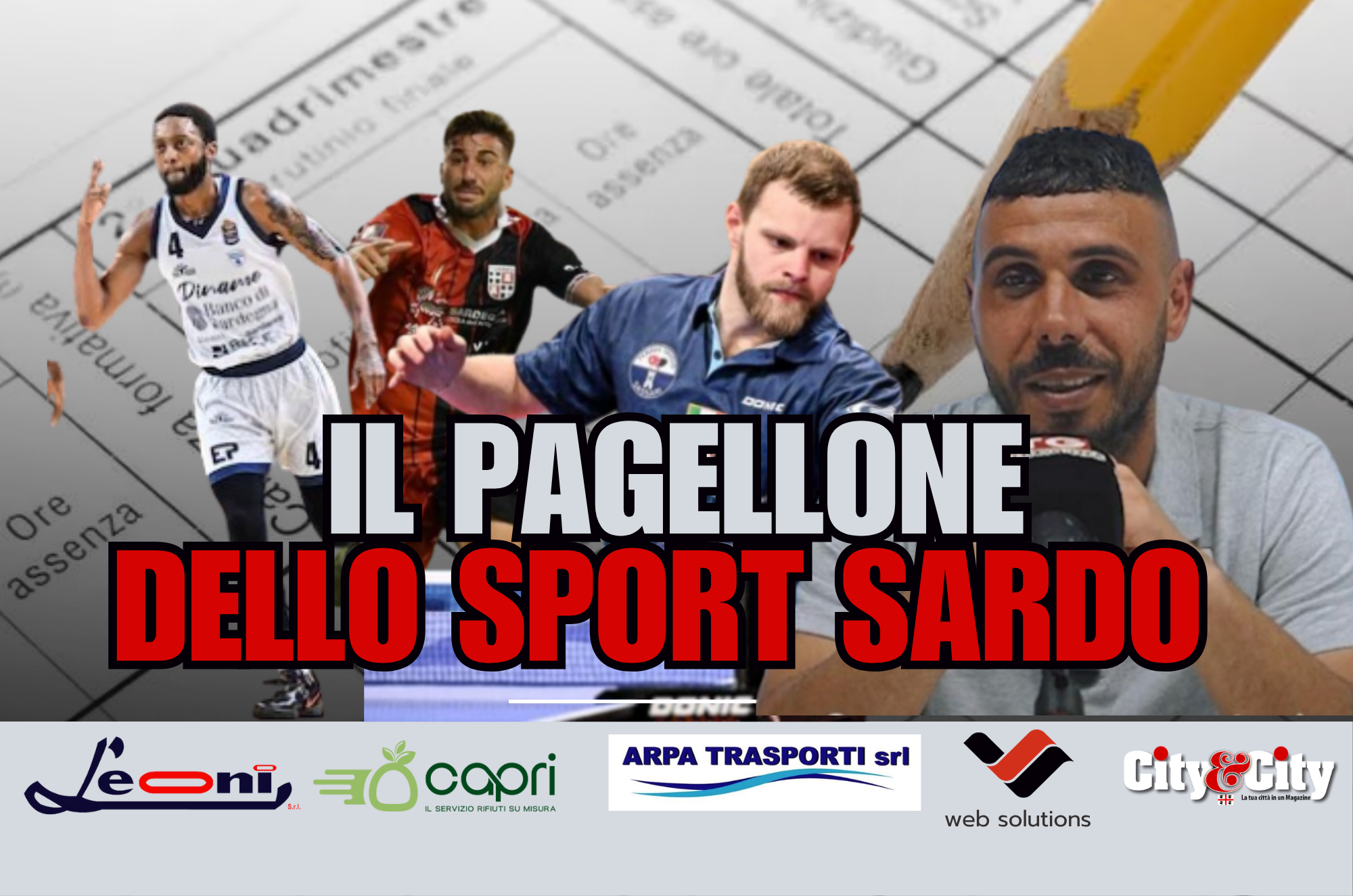 Da sinistra: Desure Buie (Dinamo Sassari), Ernesto Starita (Torres), Nikita Artemenko (Tennistavolo Sassari), Daniele Ragatzu (Olbia Calcio)