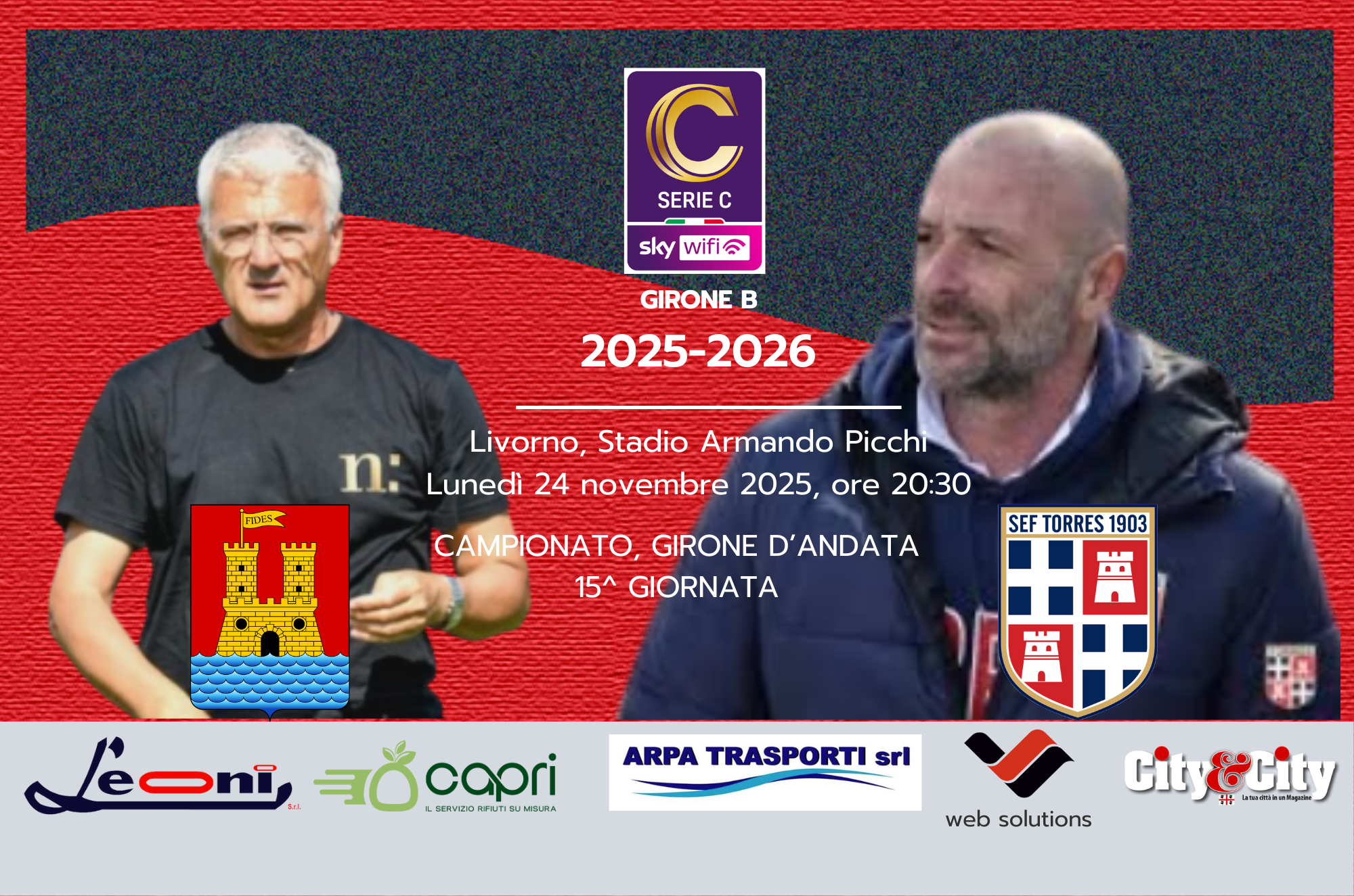 Da sinistra: Roberto Venturato (allenatore Livorno) e Alfonso Greco (Torres)