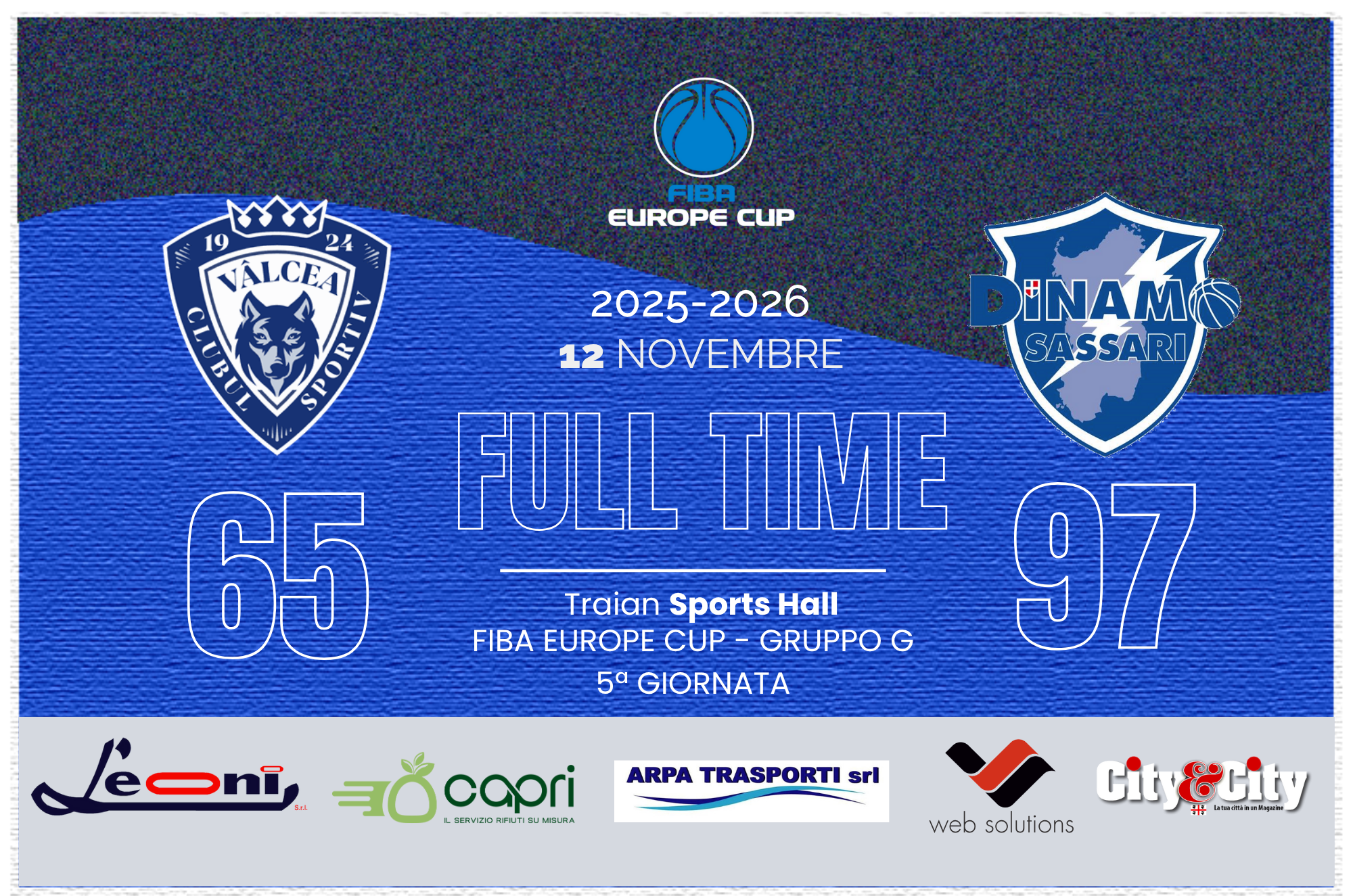 FT della sfida tra CS Valcea e Dinamo Sassari