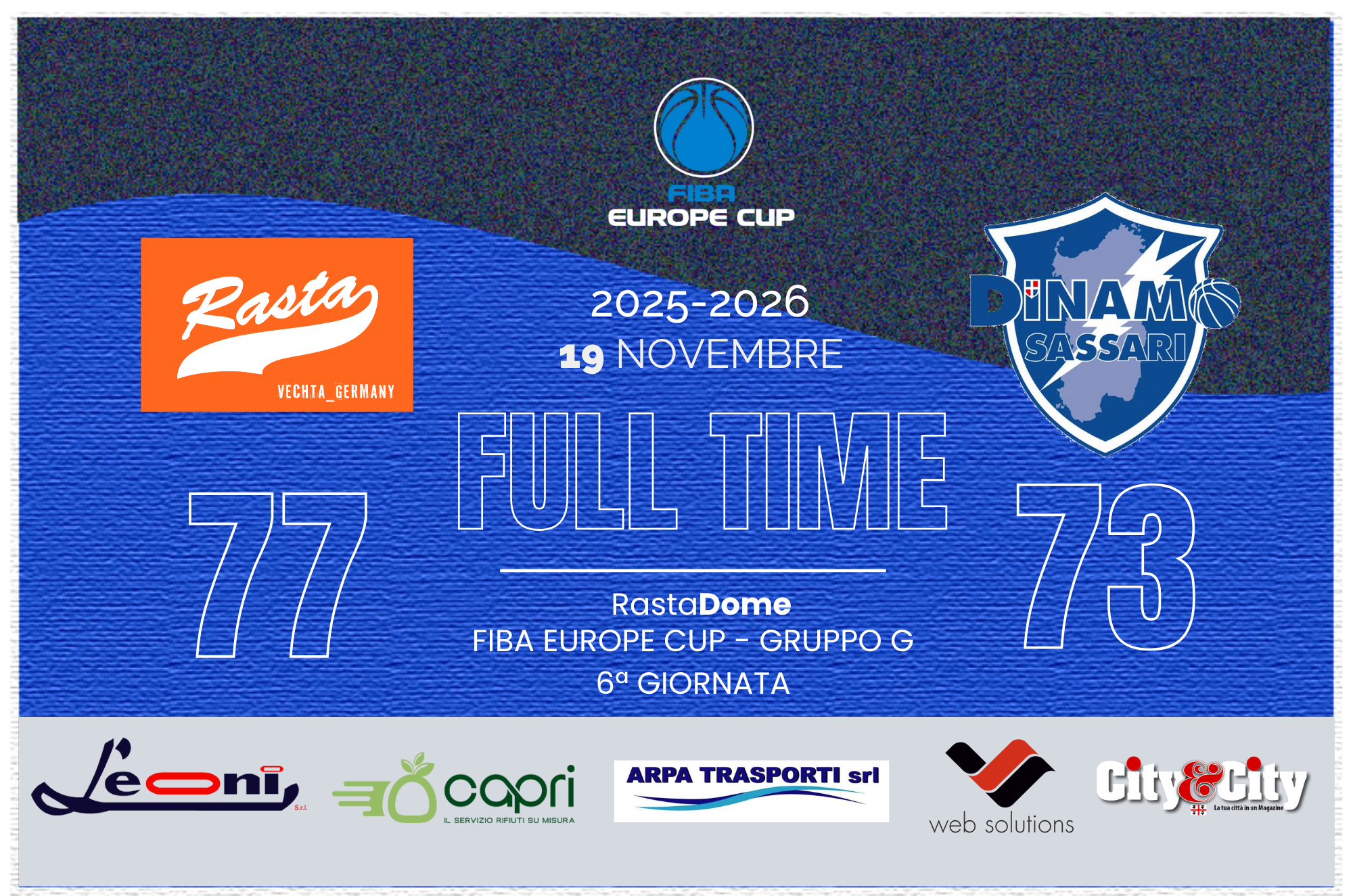 Full Time della sfida tra Rasta Vechta e Dinamo Sassari
