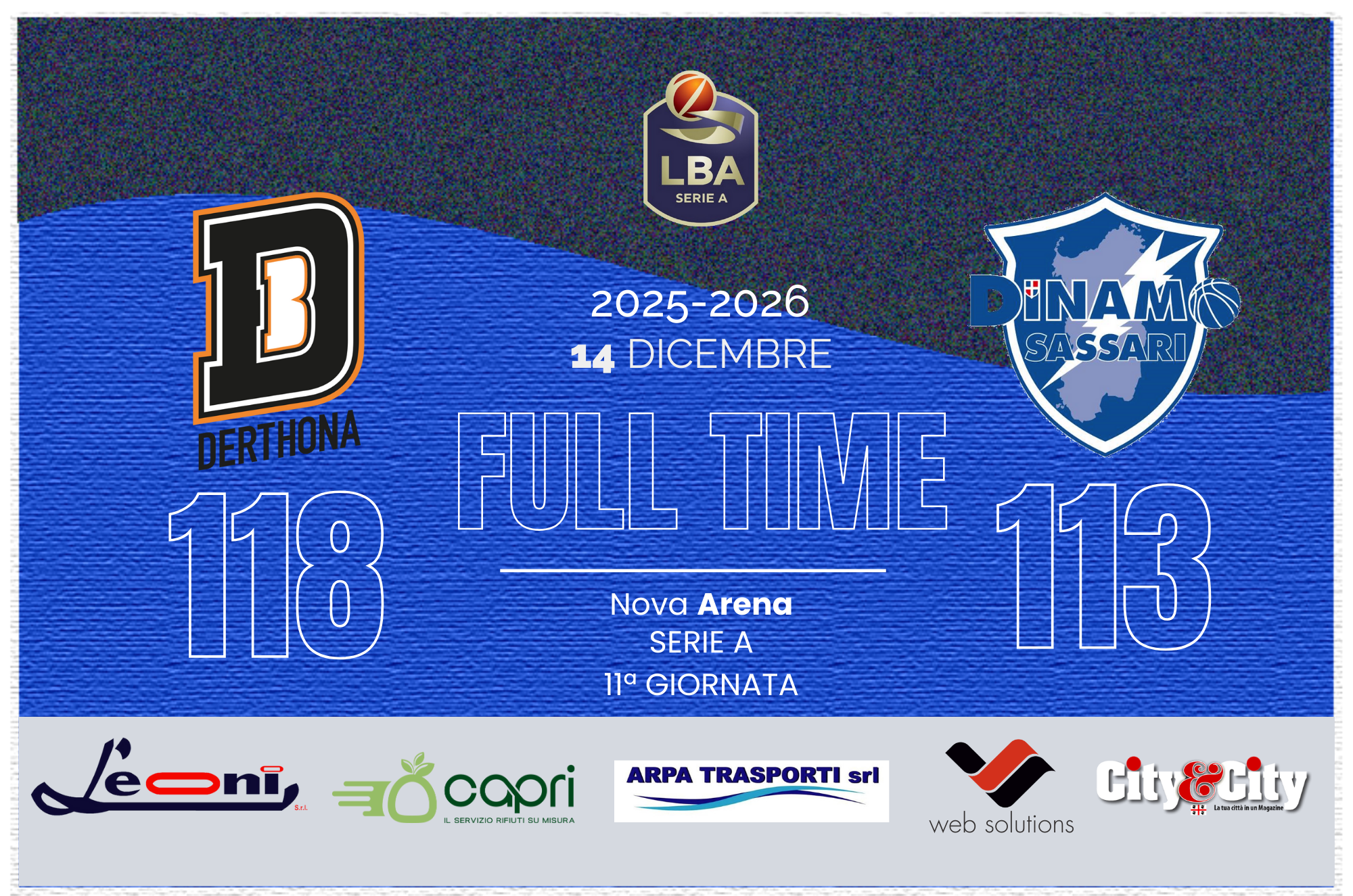 Full Time Tortona - Dinamo 14/12/25