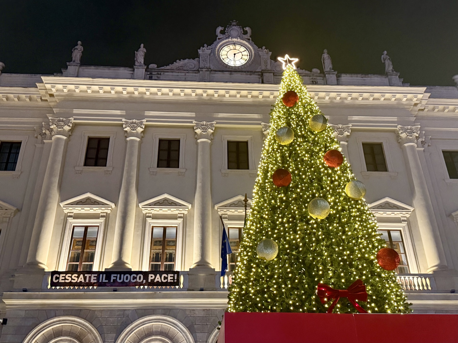 L'albero di Natale in piazza d'Italia