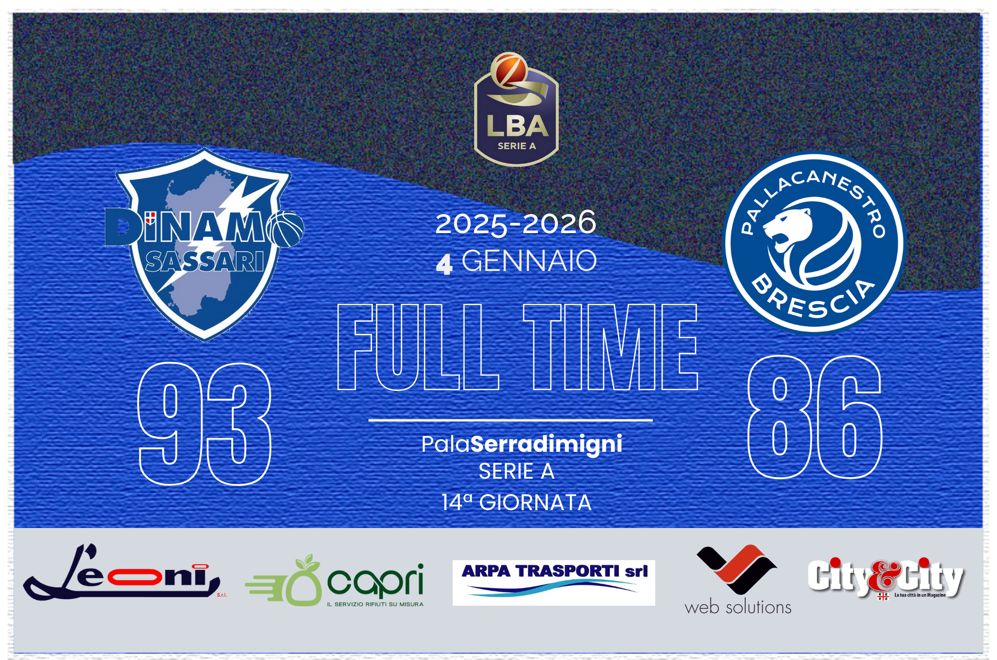 Full Time Dinamo Brescia del 4/01/2026