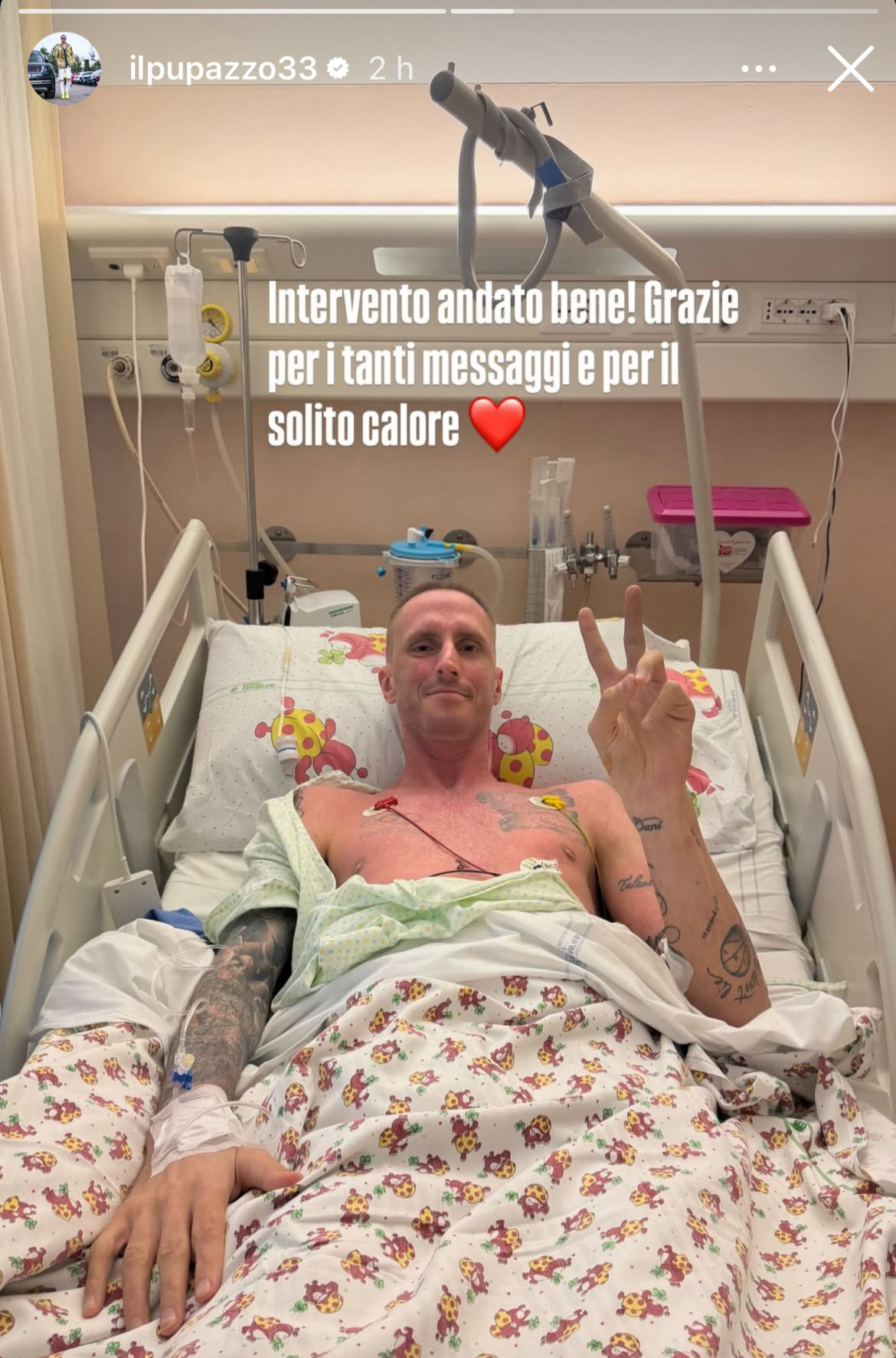 Achille Polonara dopo il riuscito intervento al cuore