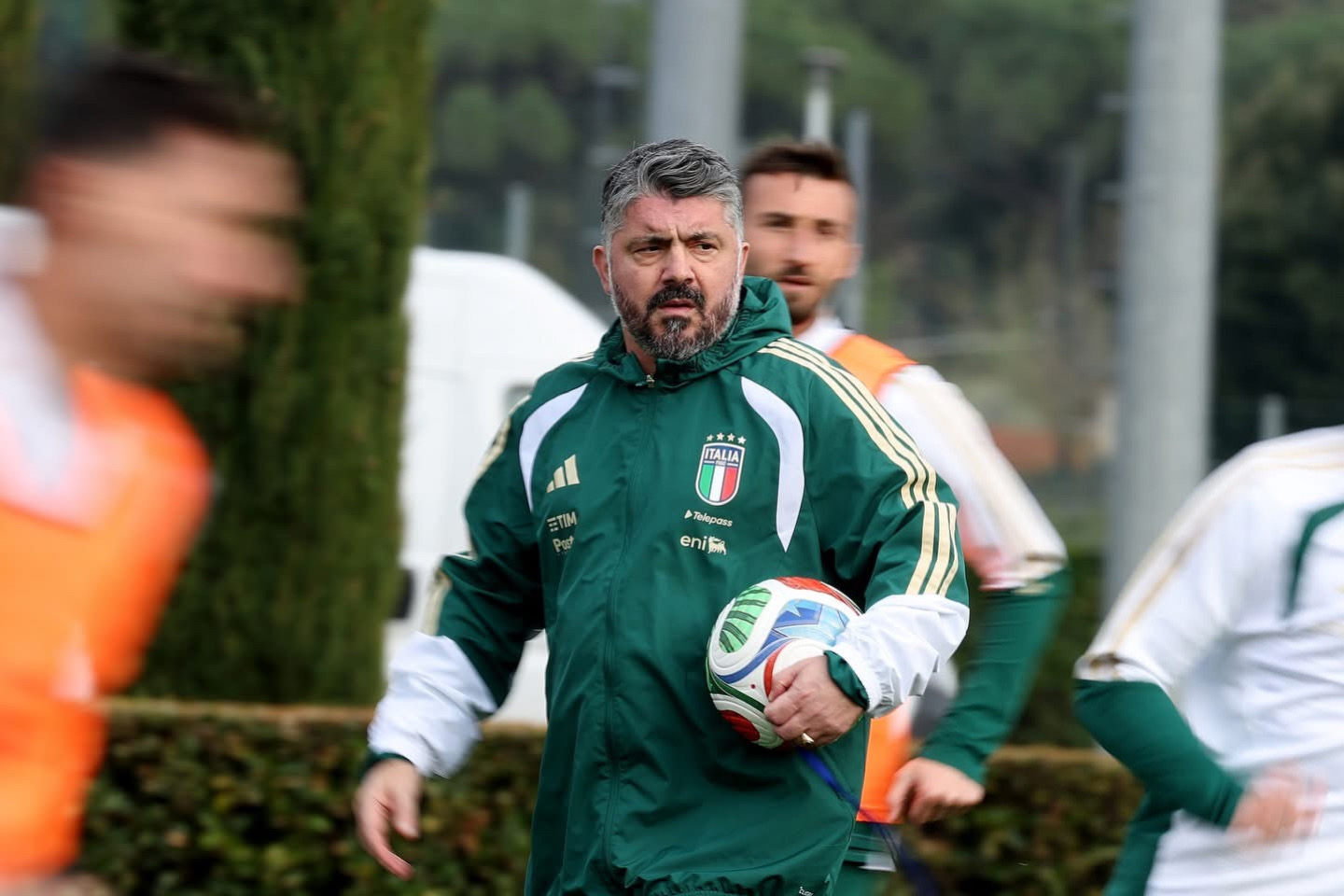 Gennaro Gattuso durante un allenamento della Nazionale italiana