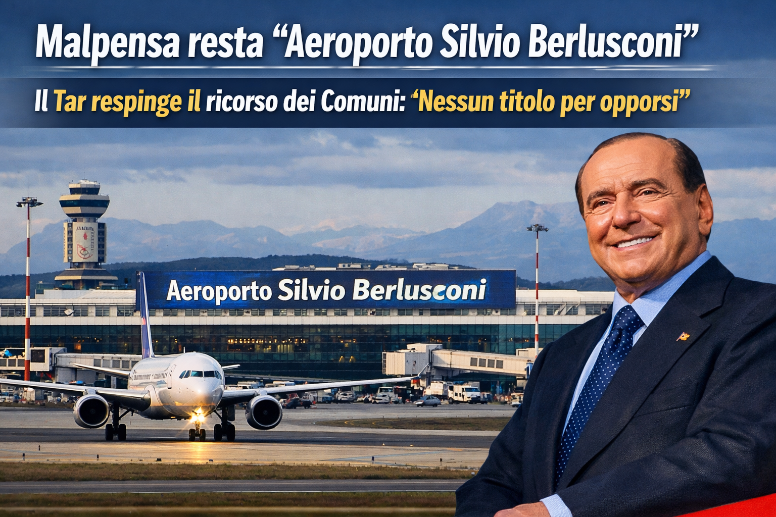Malpensa resta Aeroporto Silvio Berlusconi