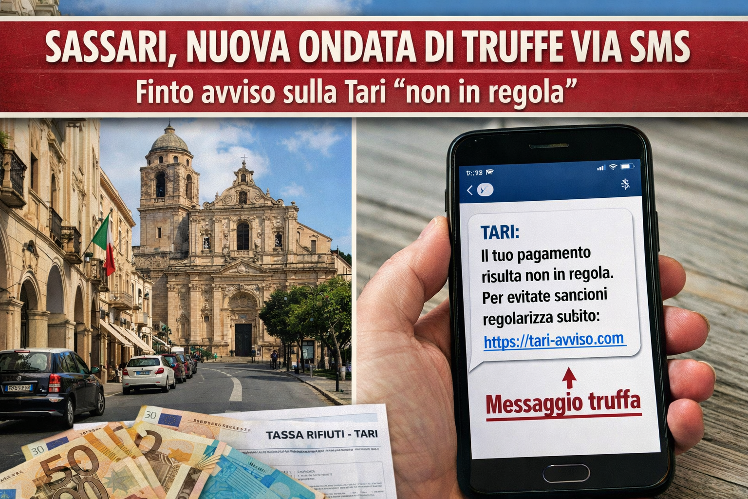 Sassari, nuova ondata di truffe via sms- finto avviso sulla Tari non in regola