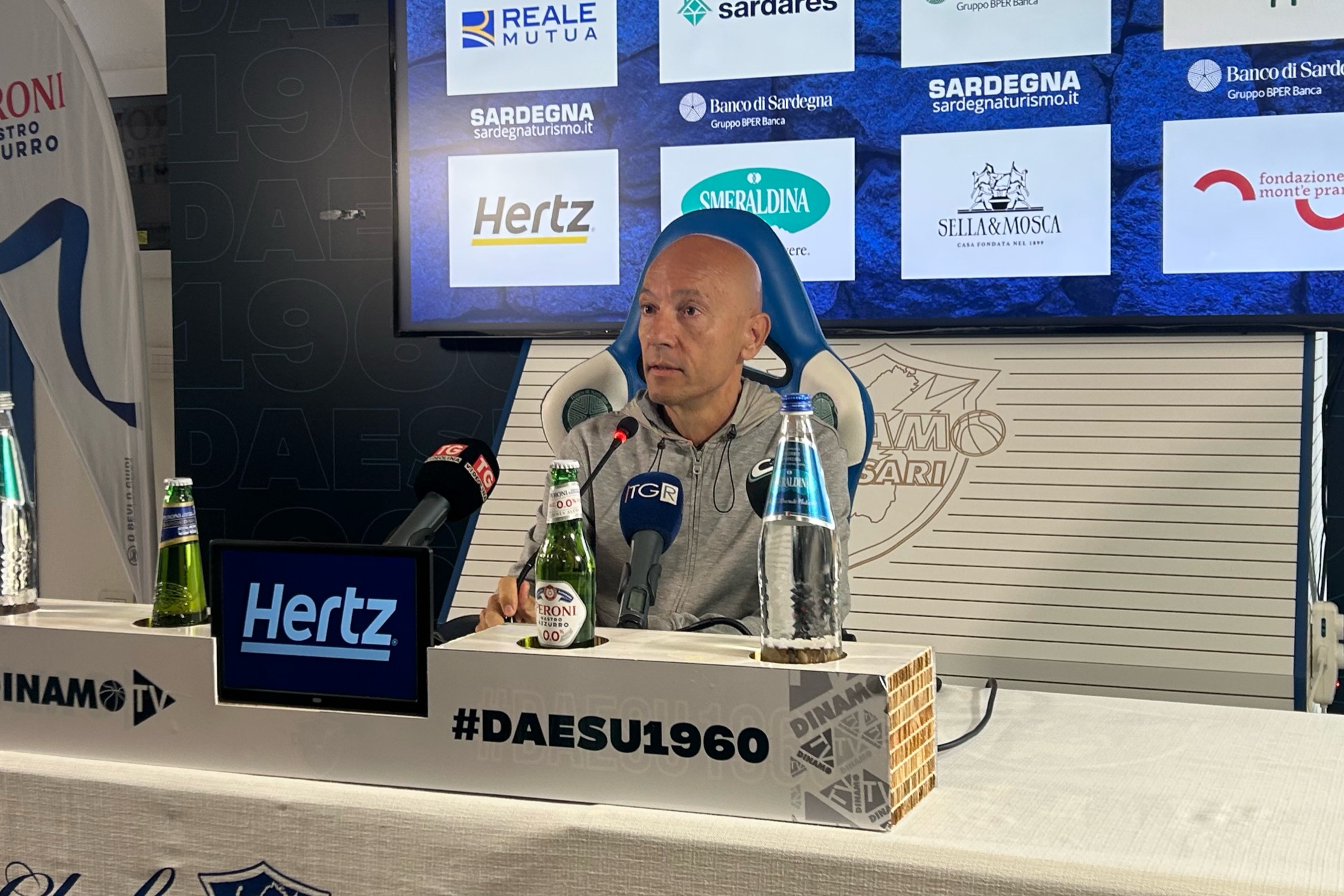 Il presidente della Dinamo Sassari, Stefano Sardara nella conferenza stampa di fine stagione