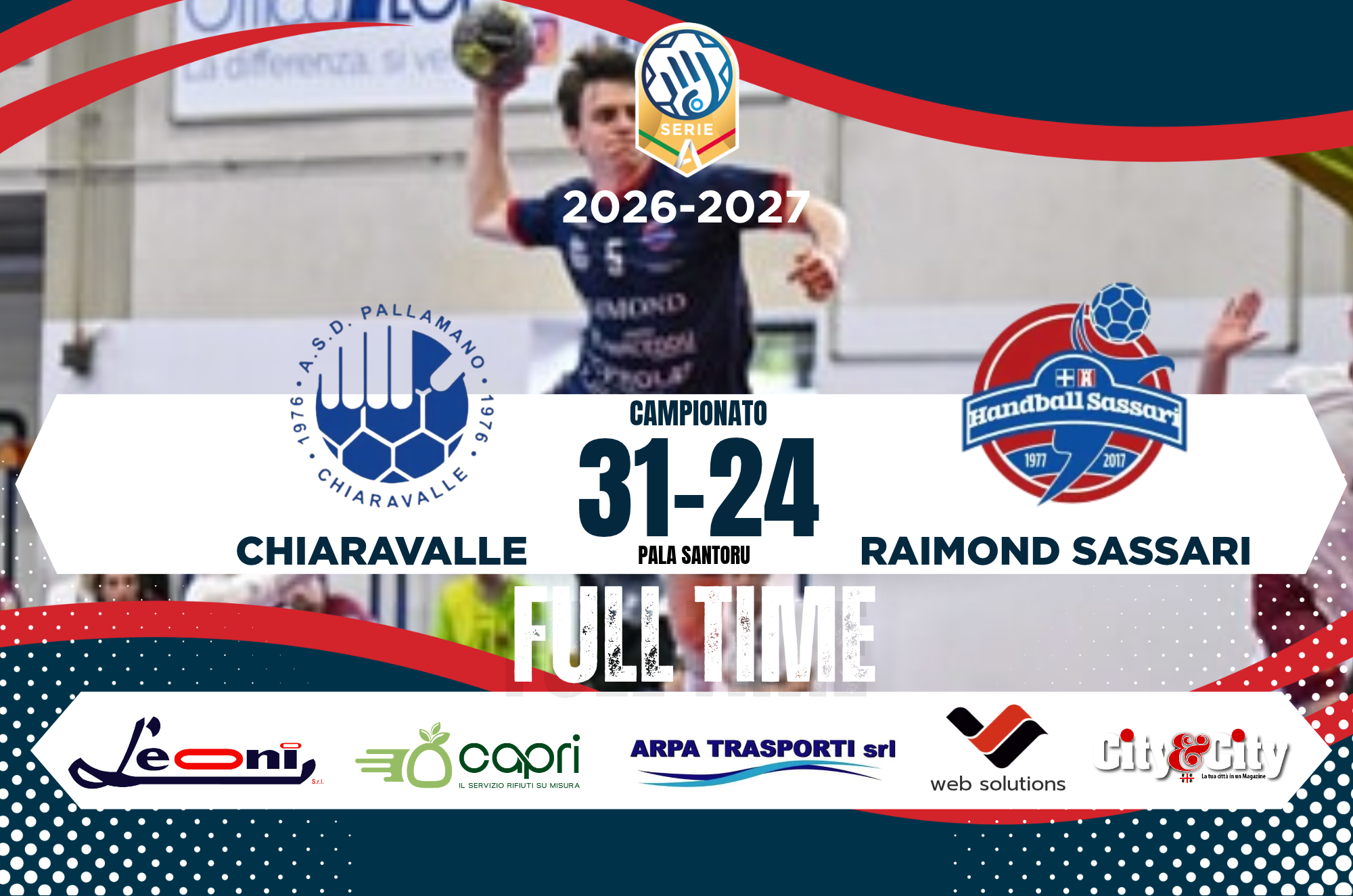 Nella foto Giovanni Nardin, capitano della Raimond Sassari, in azione contro Chiaravalle