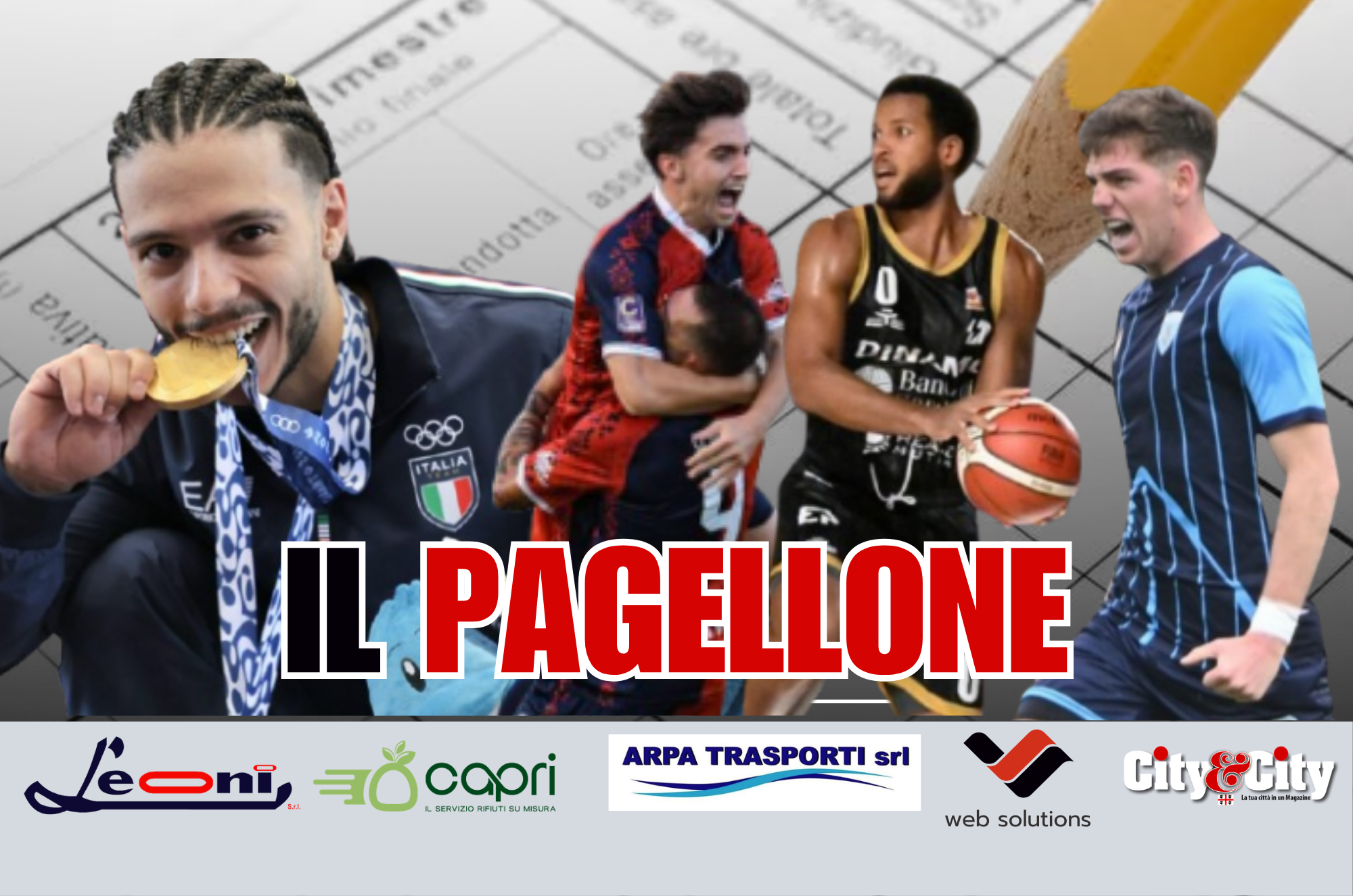 Nella foto: Sergio Massidda (24 anni, pesista), Michele Carboni (22 anni, autore del gol in Torres-Samb), Bryce Nze (28 anni, top scorer in Dinamo-Vigevano) e Vincenzo Di Gianni (20 anni, autore del gol decisivo in Budoni-Latte Dolce)
