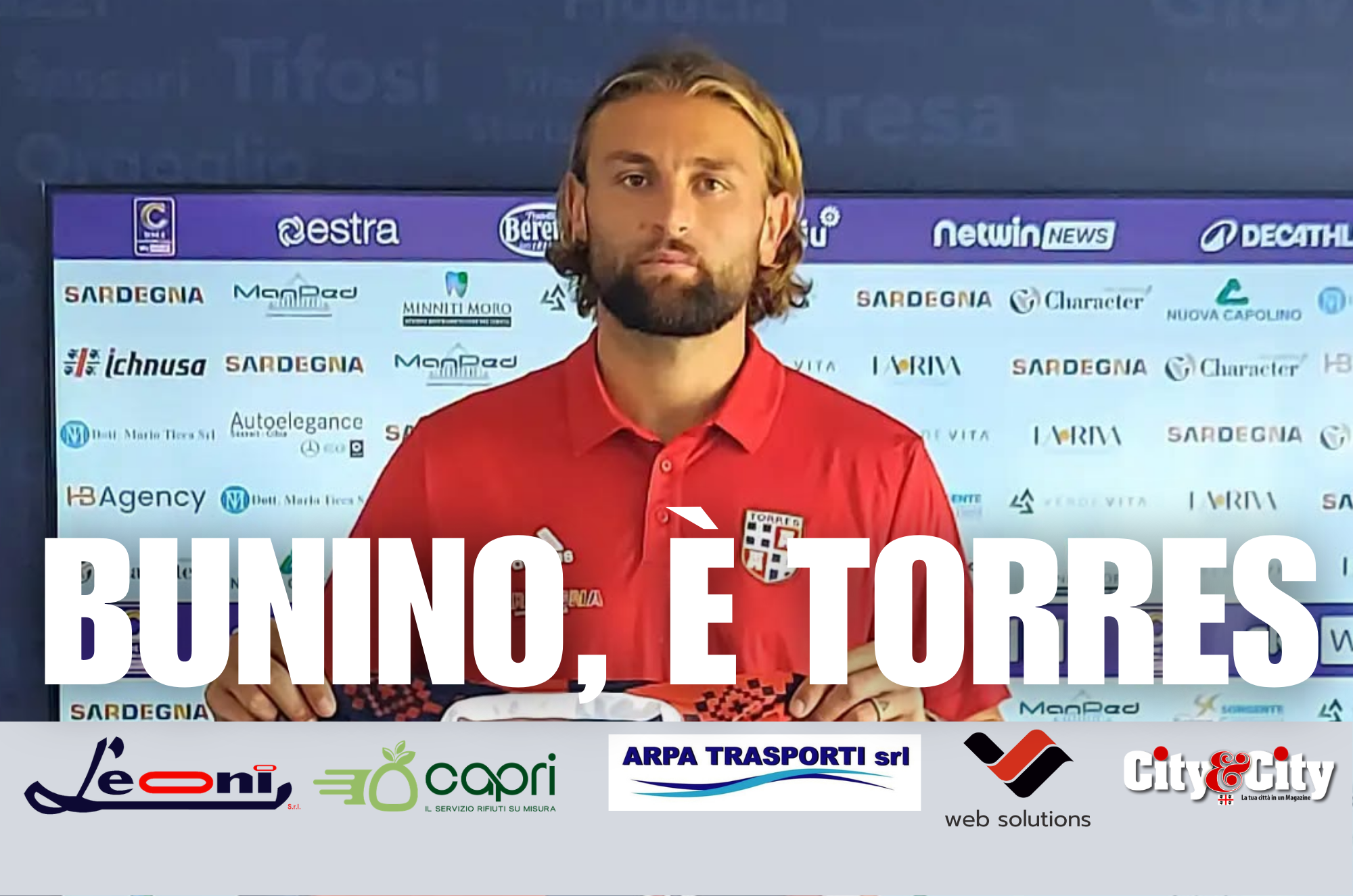 Nella foto: Cristian Bunino, 30 anni, si presenta alla Torres