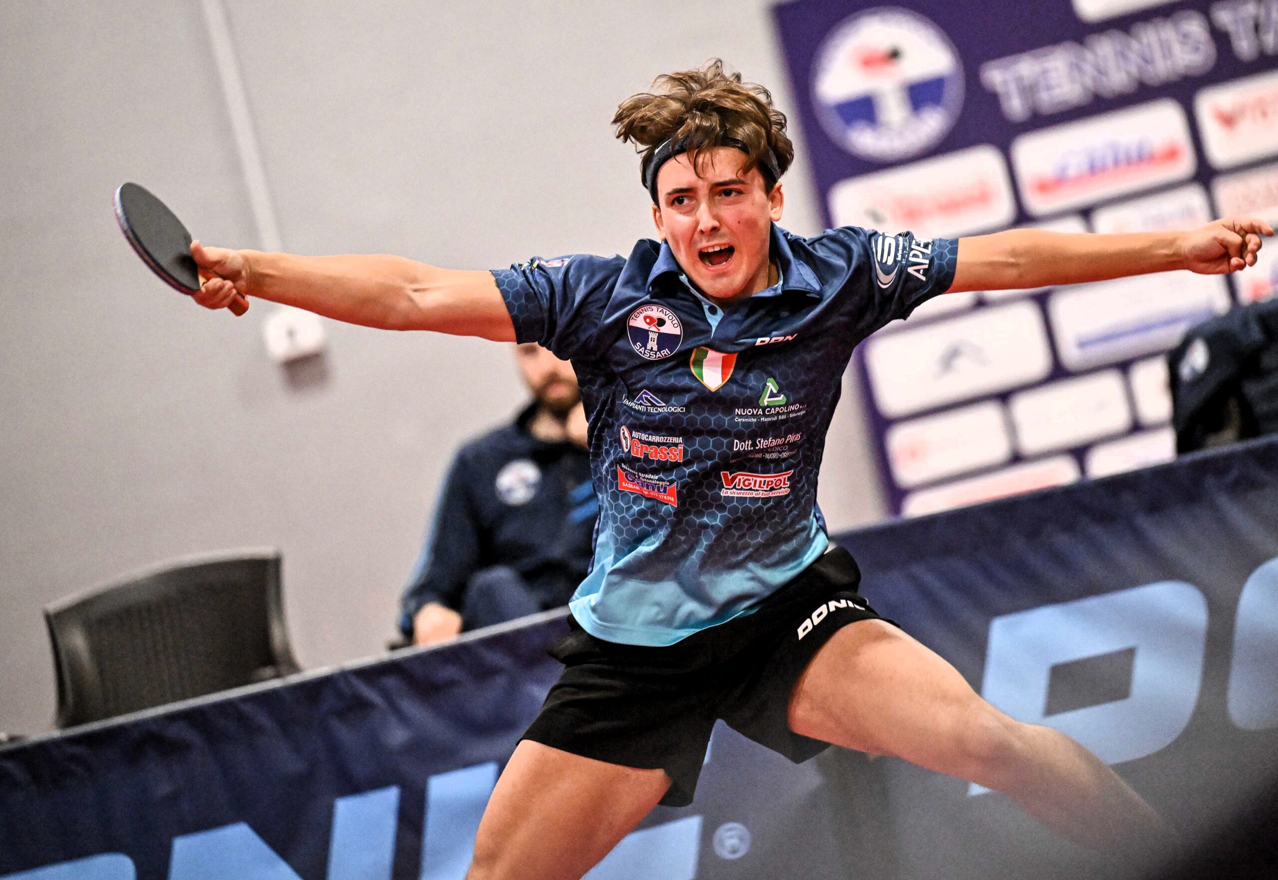 Andrea Puppo del Tennistavolo Sassari nel match contro Carrara