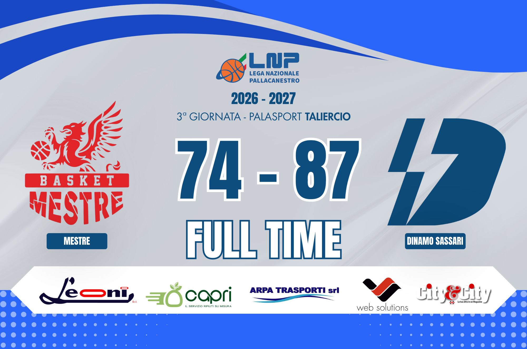 Mestre - Dinamo Sassari FULL TIME 10:10:2026